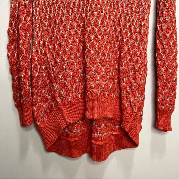 Anthropologie Moth Orange 100% Honeycomb Crew Neck Sweater Size Medium - Picture 9 of 11